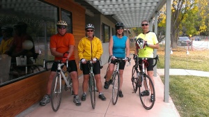 Tim, Ellen Sherry, Bob bicycling in Santa Rosa, CA
